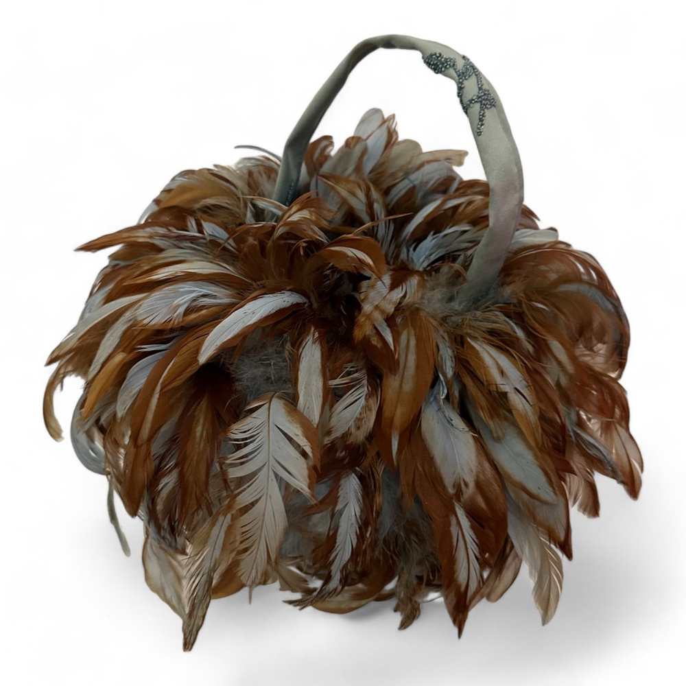 Women's Unbranded Feather Bag One Size - Brown and Blue